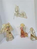 (4) Papillon Design Glass Angels