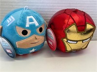 Two Hallmark Fluffballs Capt. America and Iron Man