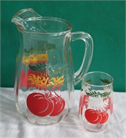Small Pitcher w/ Glass (Tomato Print)