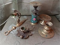 Lot of Five Vintage Brass candlesticks