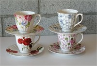 Four Fine China Tea Cup and Saucer sets