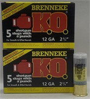 (V) Brenneke 12 Gauge K.O. Shotgun Slug Cartridges