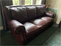 3 Cushion Leather Sofa ( 90" L ) & Ottoman-Matches
