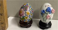 2 Easter Eggs-with Wooden Display