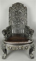 Intricately Carved 18thC Chinese Zitan Chair