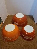 3 Pc Harvest Wheat Pyrex Stacking Bowls