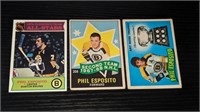 3 1960's 70's Phil Esposito Hockey Cards