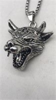 New Men’s Necklace W/ Devil Wolf Pendant