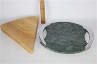 Wood Cheese Board and Marble Serving Piece