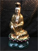 Golden Chinese Ancestor God Figurine