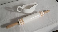 Vintage Rolling Pin and Gravy Boat