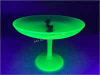 Uranium pedestal stand, mini glass duck figurine