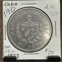 1933 CUBA SILVER PESO HIGH GRADE