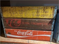 3 Wooden Cases Coca Cola and RC Cola