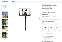 E7726  Lifetime Adjustable Basketball Hoop 52-inc