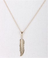 14K YELLOW GOLD FEATHER LADIES NECKLACE