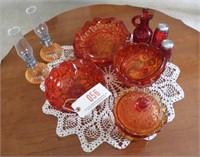 10pcs of Amberina glassware to include: candy