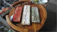 WOODEN LAZY SUSAN AND WOODEN SIGNS