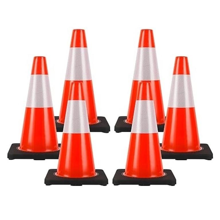 Traffic Cones 18 Inch 6 Pack Heavy Duty