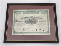 New York, New England Railroad Stock Certificate