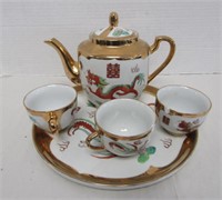 Dragon Teapot , Platter & Cups (2 Cups Have Chips)