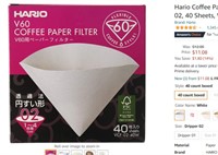 Hario Coffee Paper Filters (Size 02, 40 Sheets, Wh