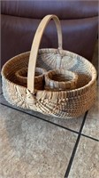 Large buttocks basket, handmade, with a double