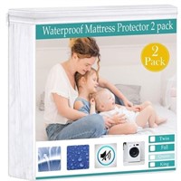 Waterproof Mattress Protector Twin Size 2 Pack,