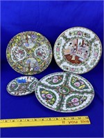 4pc assorted oriental decorative plates