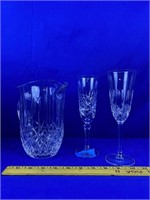 Crystal pitcher and stems