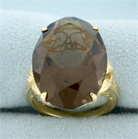 24ct Smoky Topaz Statement Ring in 14K Yellow Gold