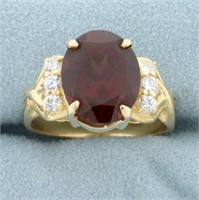 Over 5ct Garnet and Diamond Ring in 14K Yellow Gol