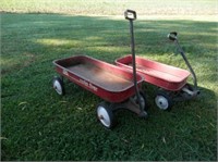 2-vintage childs red pull type wagons