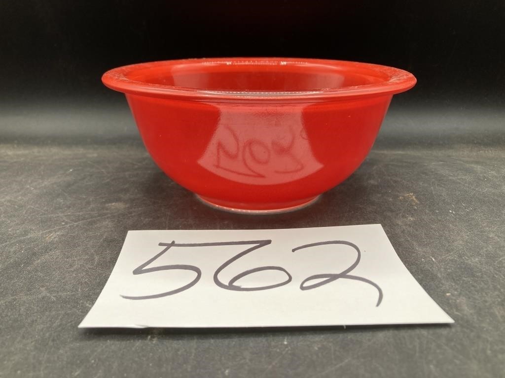 Vintage Pyrex Red Clear Bottom Red 322