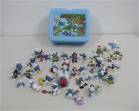 Vtg Smurf Lunchbox W/Assorted Vtg Smurf Toys