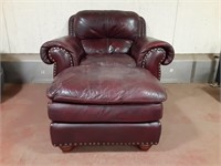 Leather Armchair w/Matching Ottoman