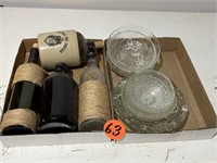 (2) Boxes Bottles & Glass Bowls