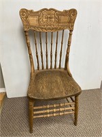 Wooden press back chair   Solid. Complete