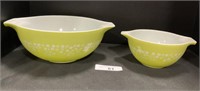 Pair of Lime Green Pyrex Mixing Bowls.