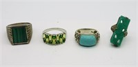 (4) Sterling Rings with Gemstones