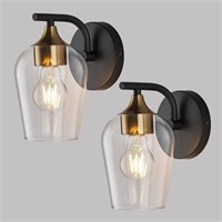 GOLD & BLACK WALL SCONCE LIGHT FIXTURE [2 PACK]