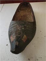 Vintage wood carved shoe