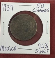 1937 Mexico 50 Centavos