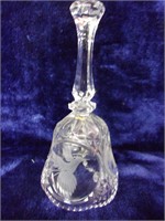 Crystal Bell with Etched Bird Figures