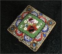 SQUARE MOSAIC BROOCH ITALY 1 INCH