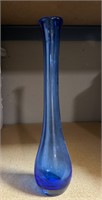 Tall Blue Glass Bud Vase