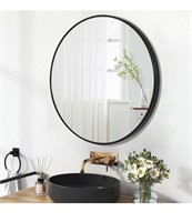 Black round vanity wall mirror 30"