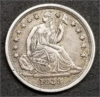 1838 Seated Liberty Silver Half Dime AU
