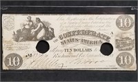 1861 Confederate $10 Banknote T-28 Nice