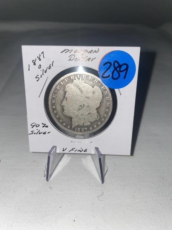 1887-O Silver Morgan Dollar 90% Silver V Fine